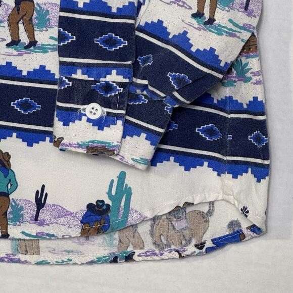 Vintage Roper Women’s Western Shirt Small Cowboy Rodeo Print Shoulder Pads USA - Picture 4 of 13